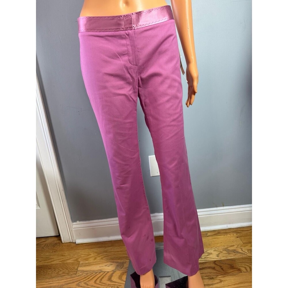Susana Monaco Trousers Pink Flare Leg Satin Trim Crystal Pockets New Tags Sz 2.